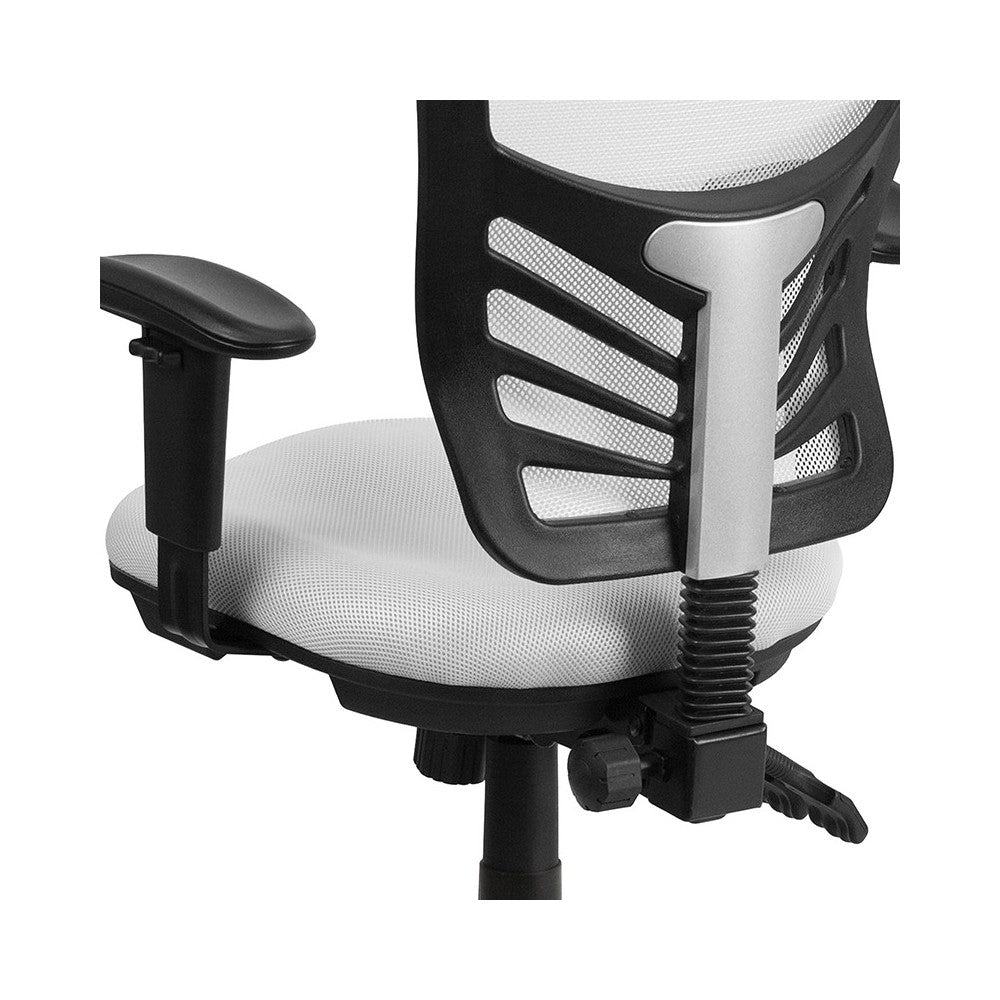Mid-Back White Mesh Multifunction Executive Swivel Ergonomic Office Chair with Adjustable Arms