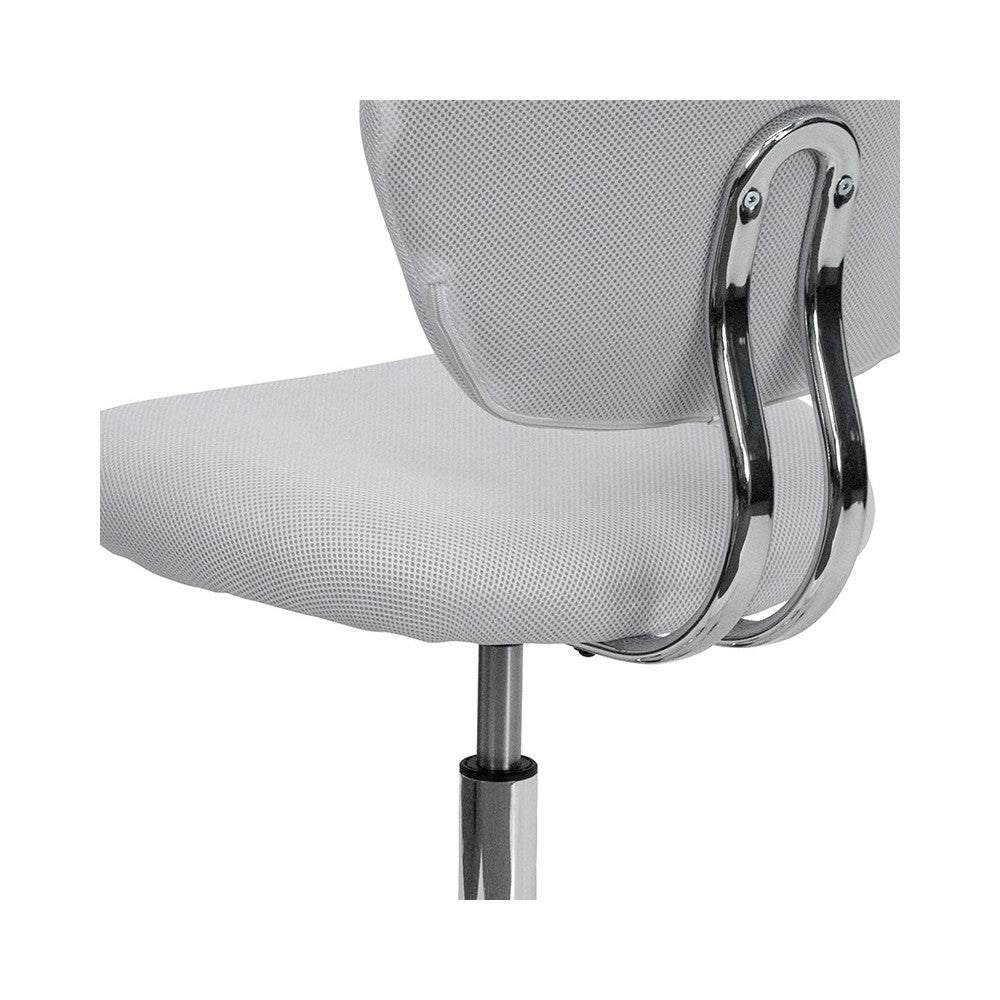 Mid-Back White Mesh Padded Swivel Task Office Chair with Chrome Base