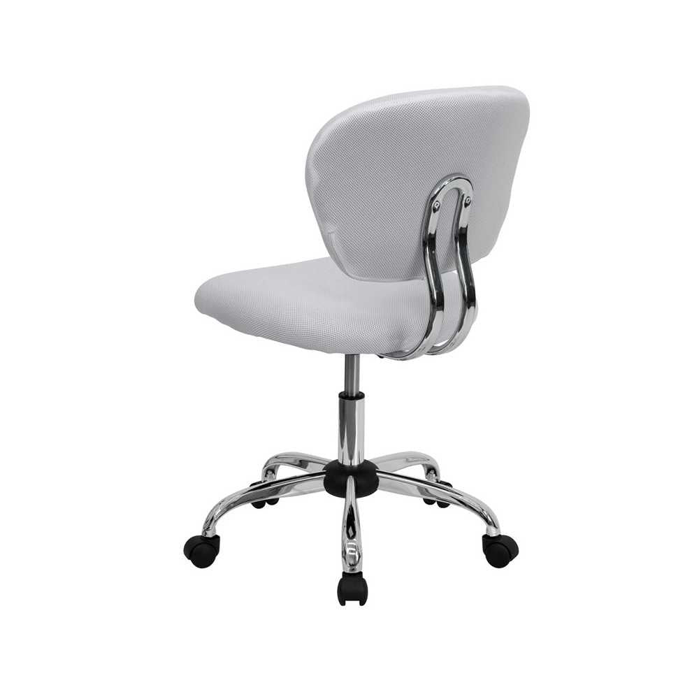 Mid-Back White Mesh Padded Swivel Task Office Chair with Chrome Base