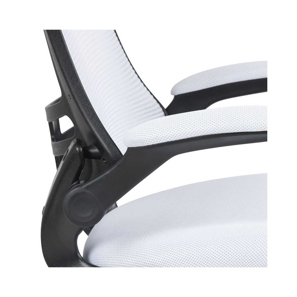 Mid-Back White Mesh Swivel Ergonomic Task Office Chair with Flip-Up Arms