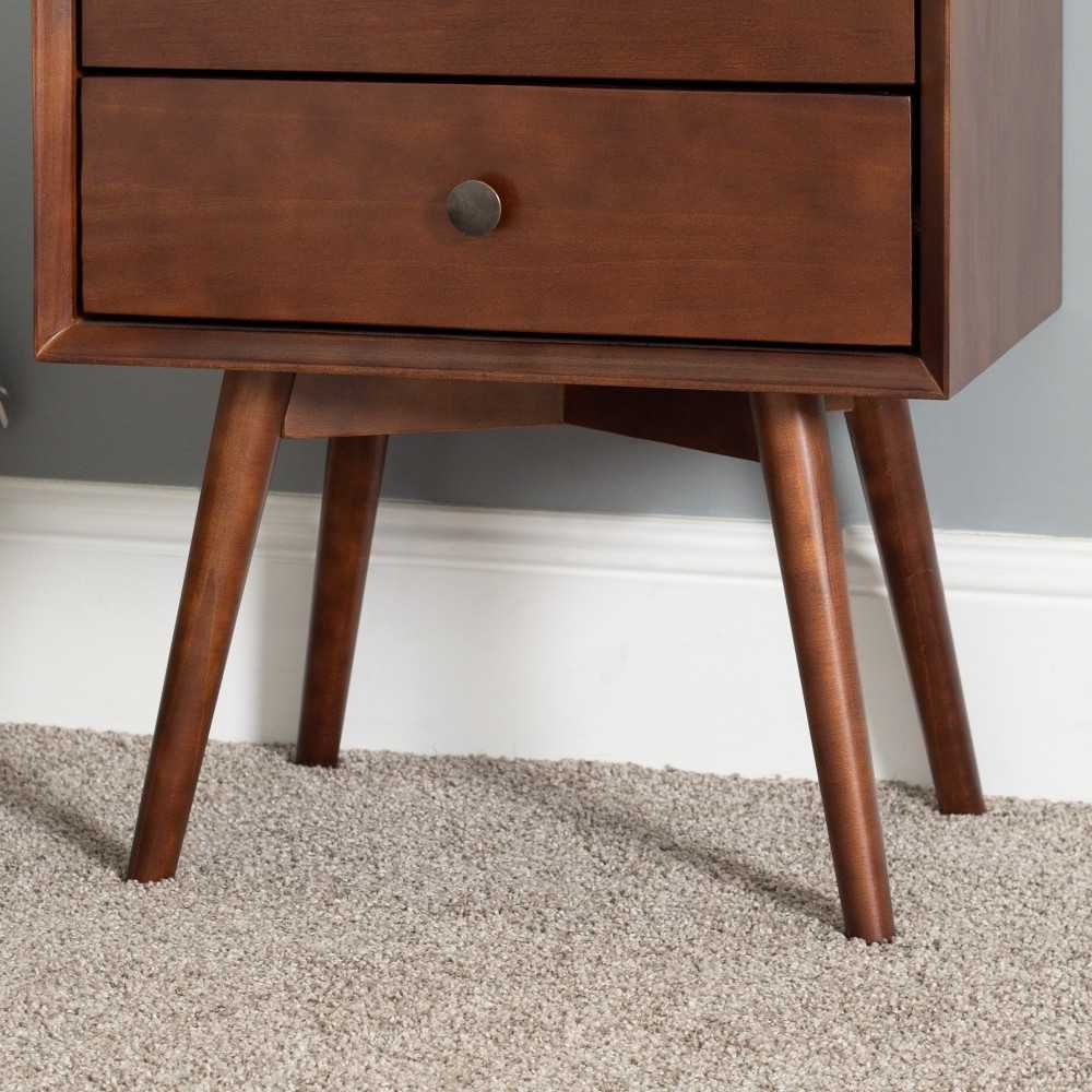 Mid Century 2 Drawer Solid Wood Nightstand - Walnut