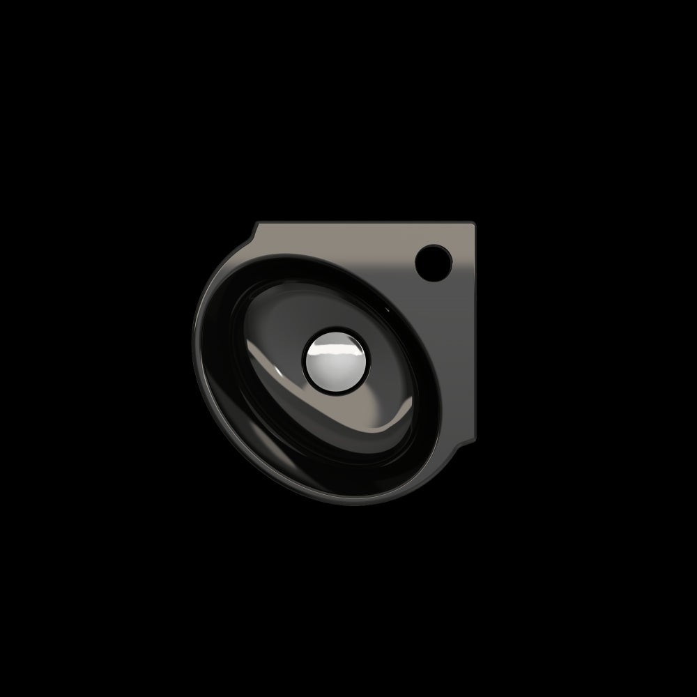 Milano Corner Sink Fireclay 12 in. 1-Hole with Overflow in Black