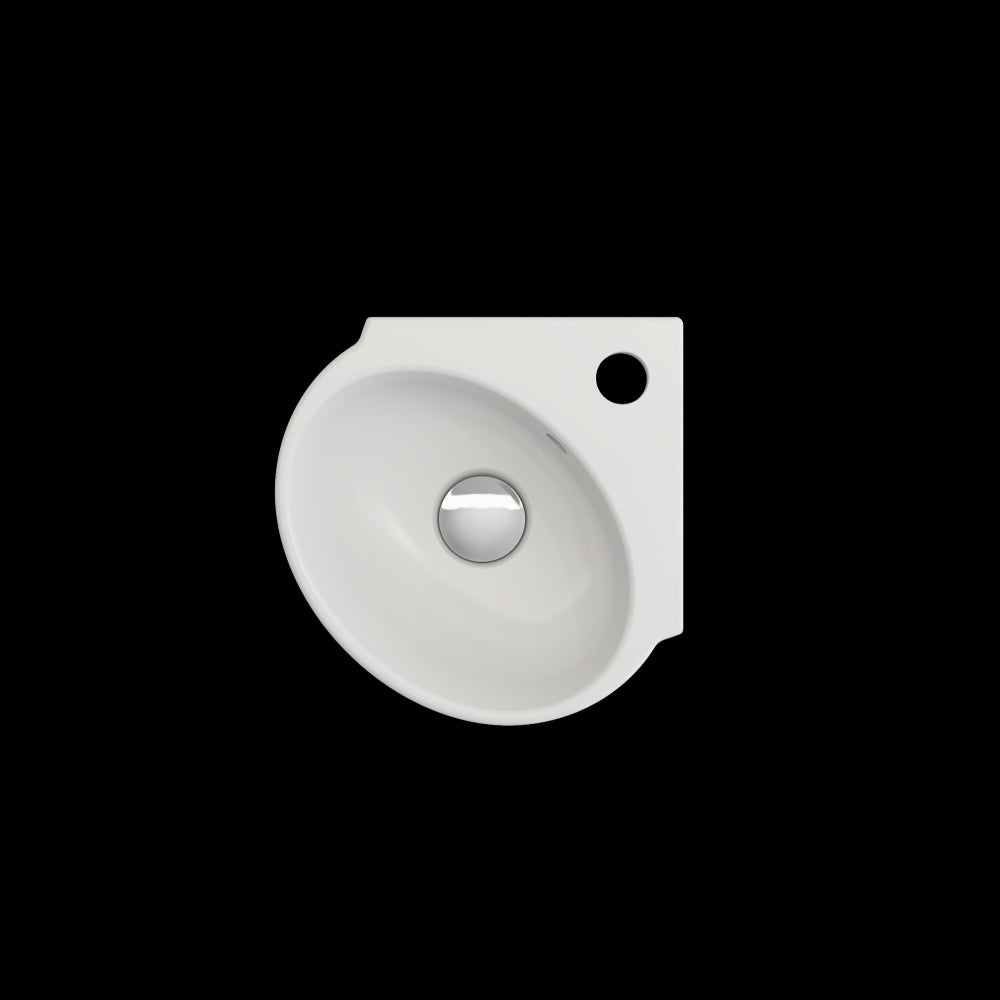 Milano Corner Sink Fireclay 12 in. 1-Hole with Overflow in Matte White