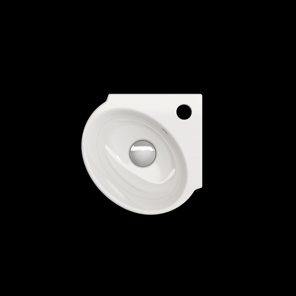 Milano Corner Sink Fireclay 12 in. 1-Hole with Overflow in White