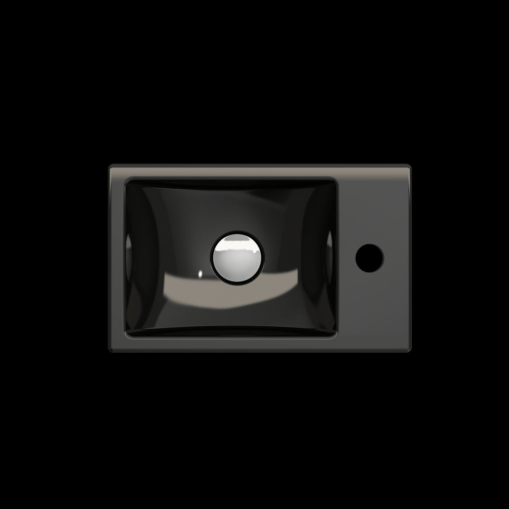 Milano Wall-Mounted Sink Fireclay 14.5 in. 1-hole Left Side Faucet Deck in Black