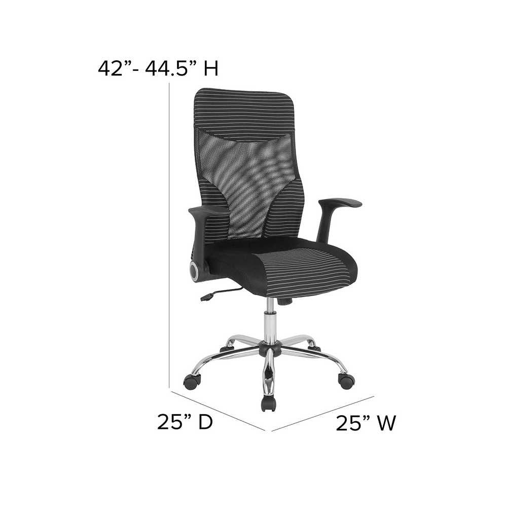 Milford High Back Ergonomic Office Chair with Contemporary Mesh Design in Black and White