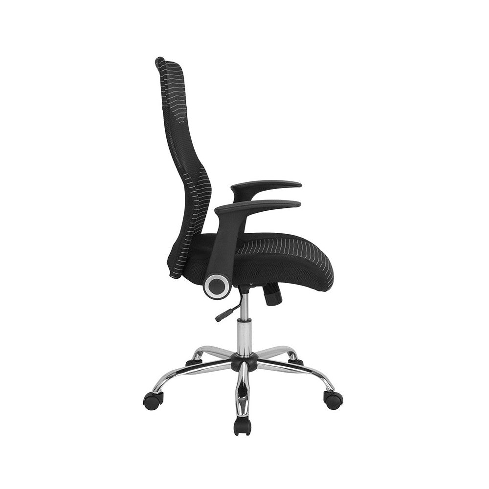 Milford High Back Ergonomic Office Chair with Contemporary Mesh Design in Black and White