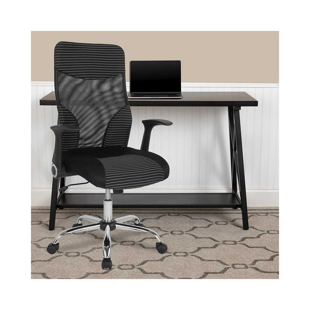 Milford High Back Ergonomic Office Chair with Contemporary Mesh Design in Black and White