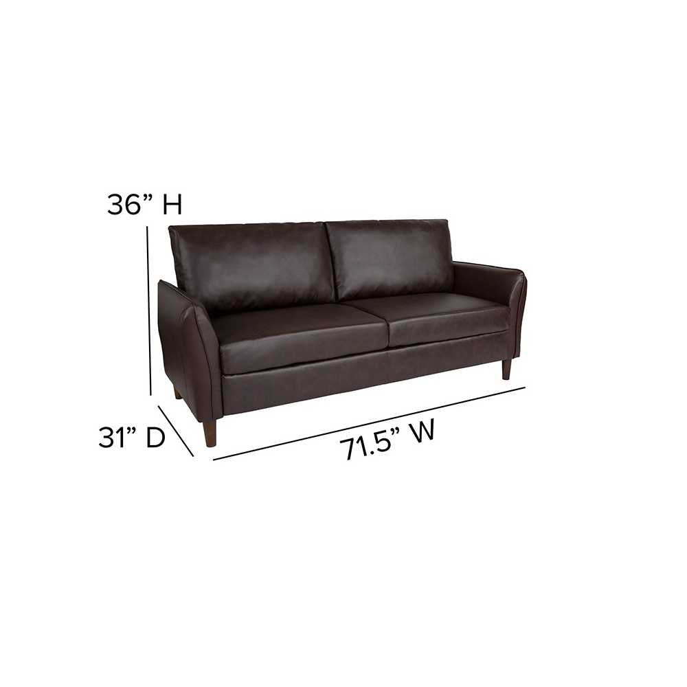 Milton Park Upholstered Plush Pillow Back Sofa in Brown LeatherSoft