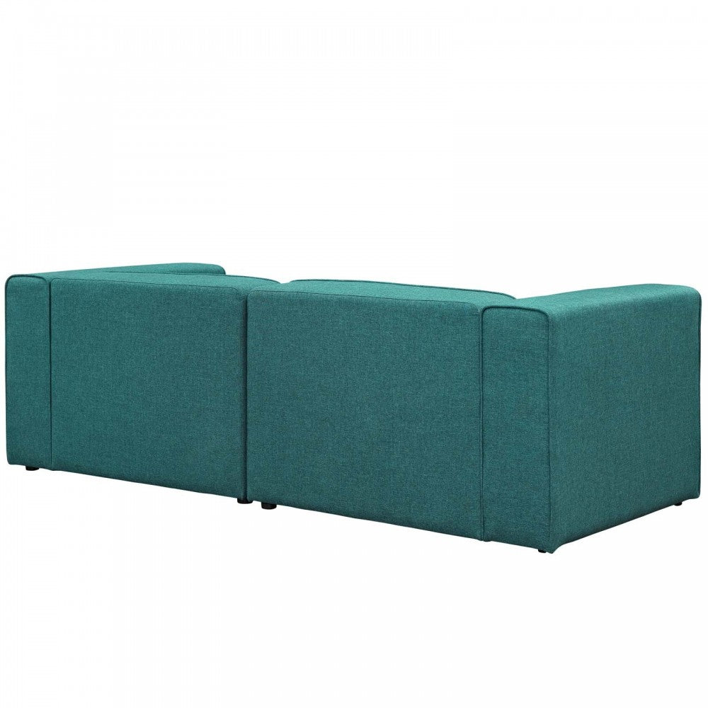 Mingle 2 Piece Upholstered Fabric Sectional Sofa Set, Teal