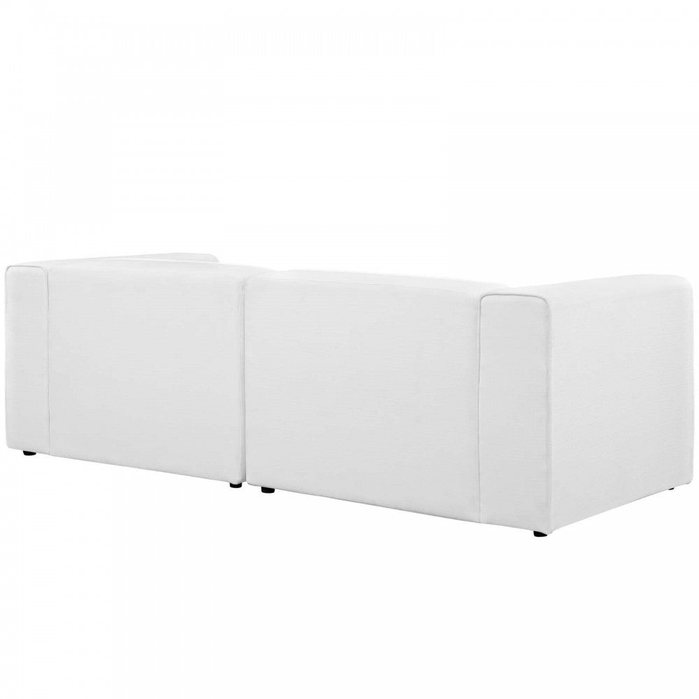 Mingle 2 Piece Upholstered Fabric Sectional Sofa Set, White