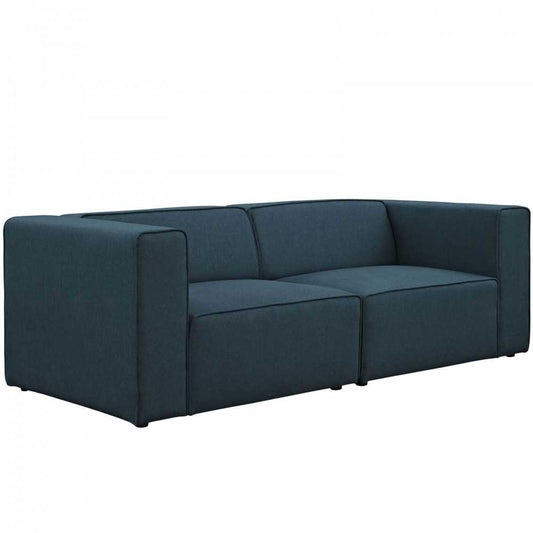 Mingle 2 Piece Upholstered Fabric Sectional Sofa Set, Blue