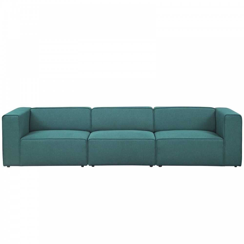 Mingle 3 Piece Upholstered Fabric Sectional Sofa Set, Teal