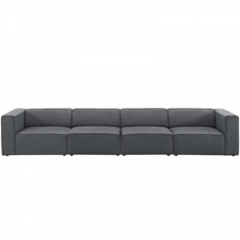 Mingle 4 Piece Upholstered Fabric Sectional Sofa Set, Gray, EEI-2829-GRY