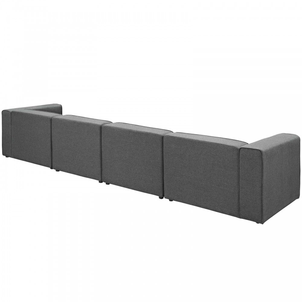 Mingle 4 Piece Upholstered Fabric Sectional Sofa Set, Gray, EEI-2829-GRY