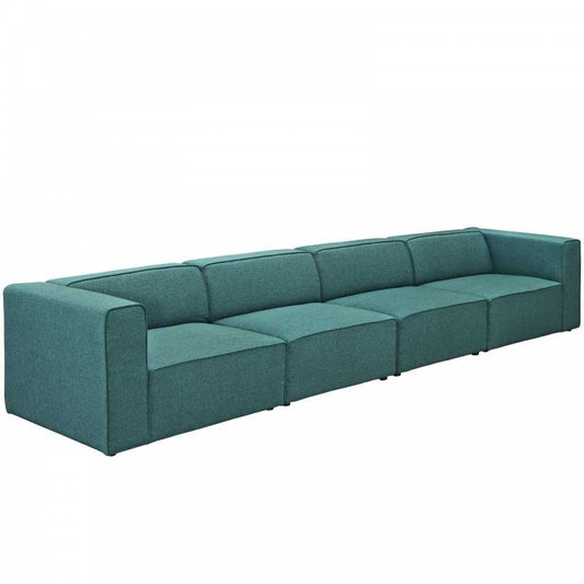 Mingle 4 Piece Upholstered Fabric Sectional Sofa Set, Teal, EEI-2829-TEA