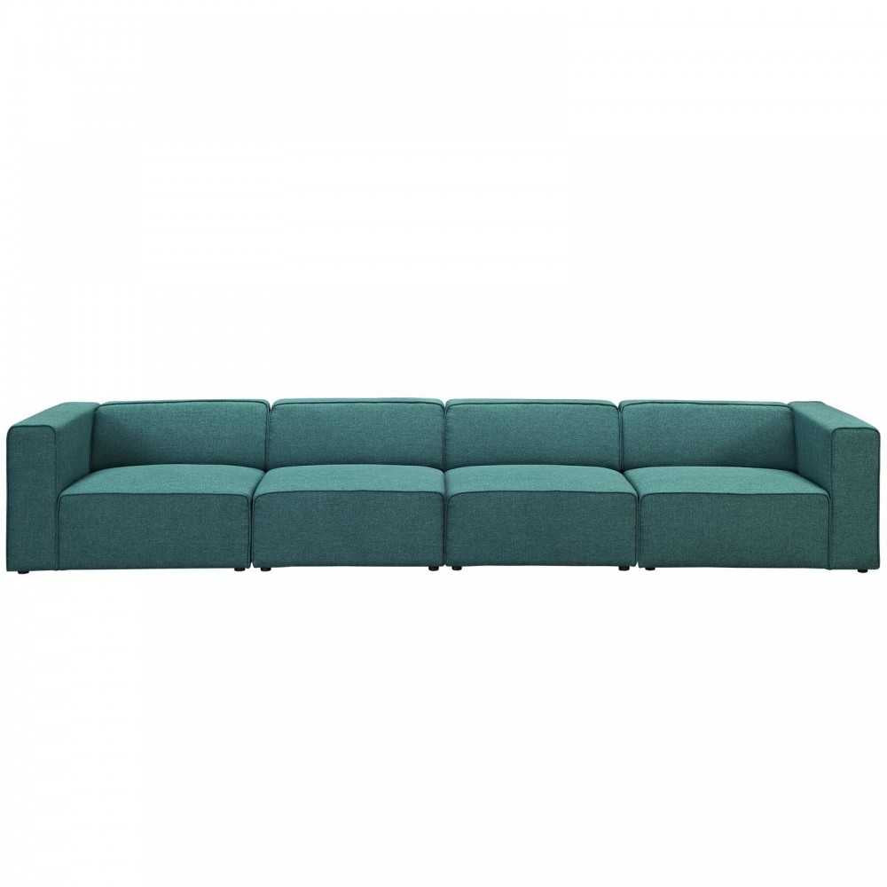 Mingle 4 Piece Upholstered Fabric Sectional Sofa Set, Teal, EEI-2829-TEA