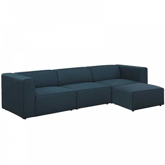 Mingle 4 Piece Upholstered Fabric Sectional Sofa Set, Blue, EEI-2831-BLU