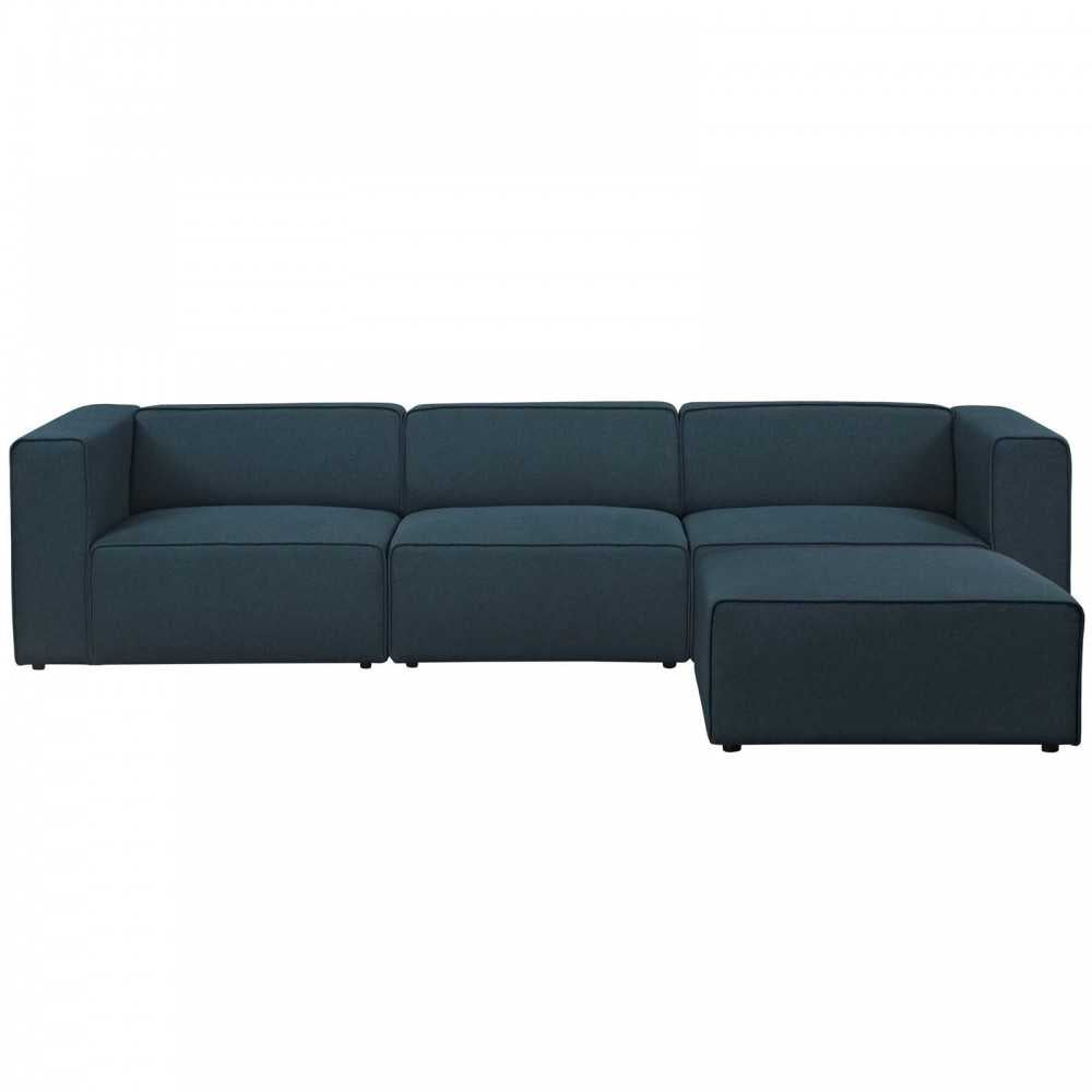 Mingle 4 Piece Upholstered Fabric Sectional Sofa Set, Blue, EEI-2831-BLU