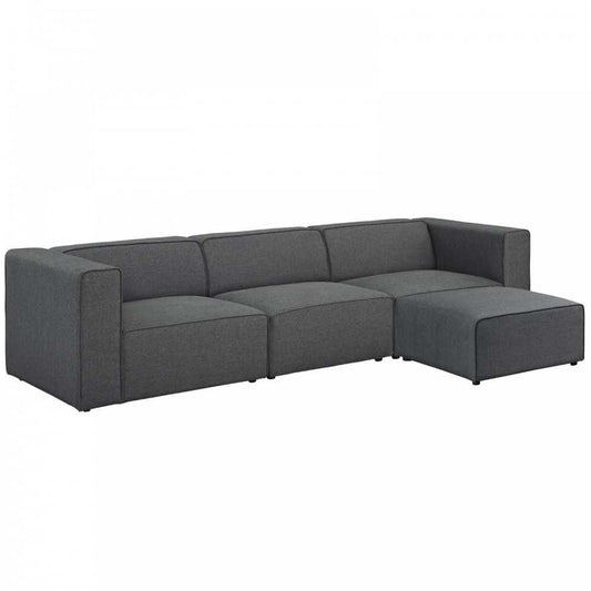 Mingle 4 Piece Upholstered Fabric Sectional Sofa Set, Gray, EEI-2831-GRY