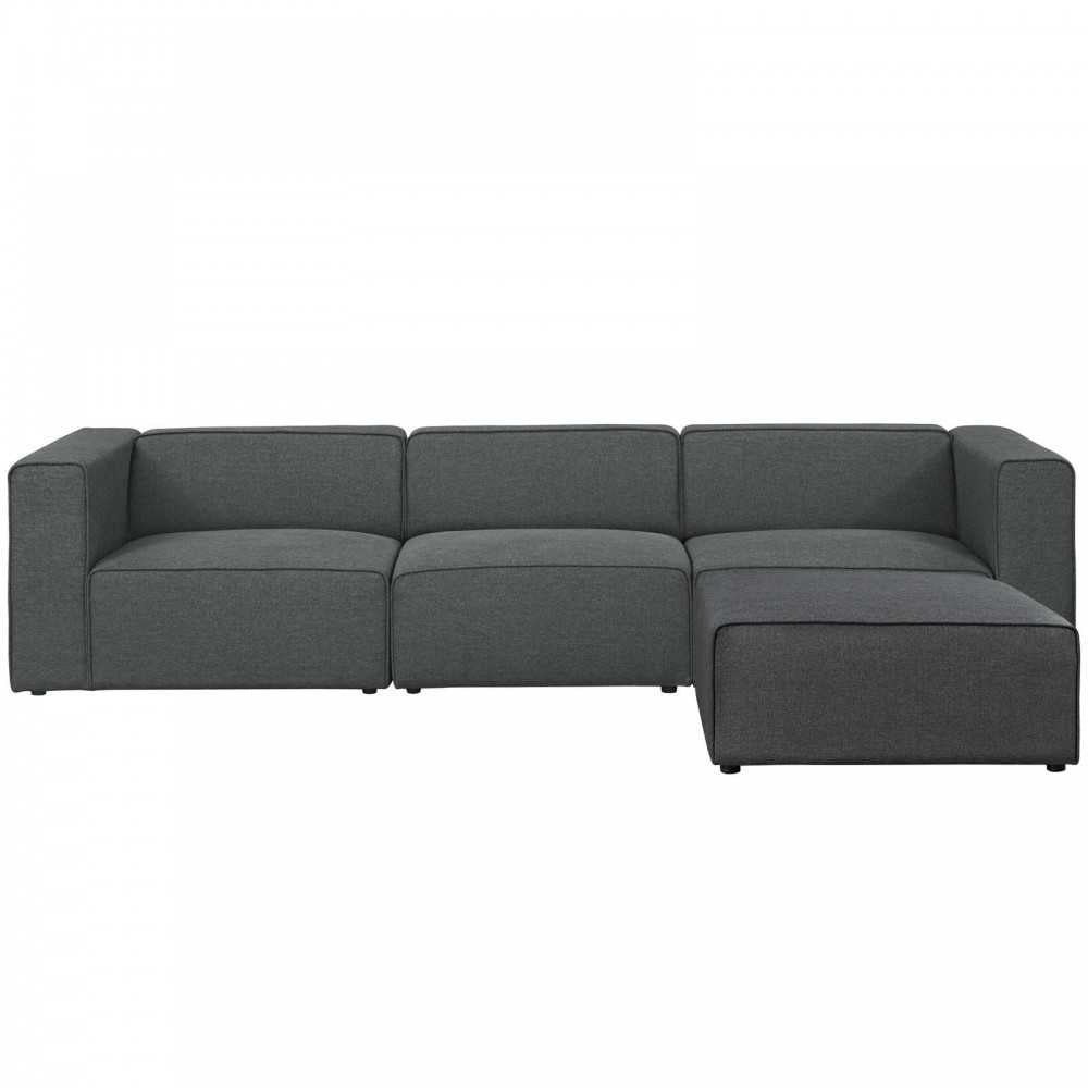 Mingle 4 Piece Upholstered Fabric Sectional Sofa Set, Gray, EEI-2831-GRY