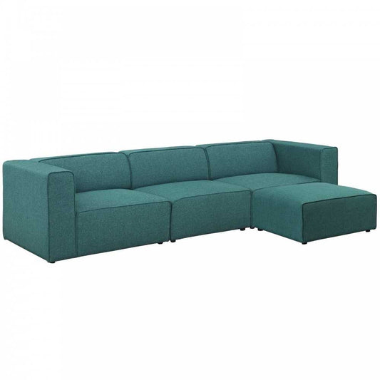 Mingle 4 Piece Upholstered Fabric Sectional Sofa Set, Teal, EEI-2831-TEA