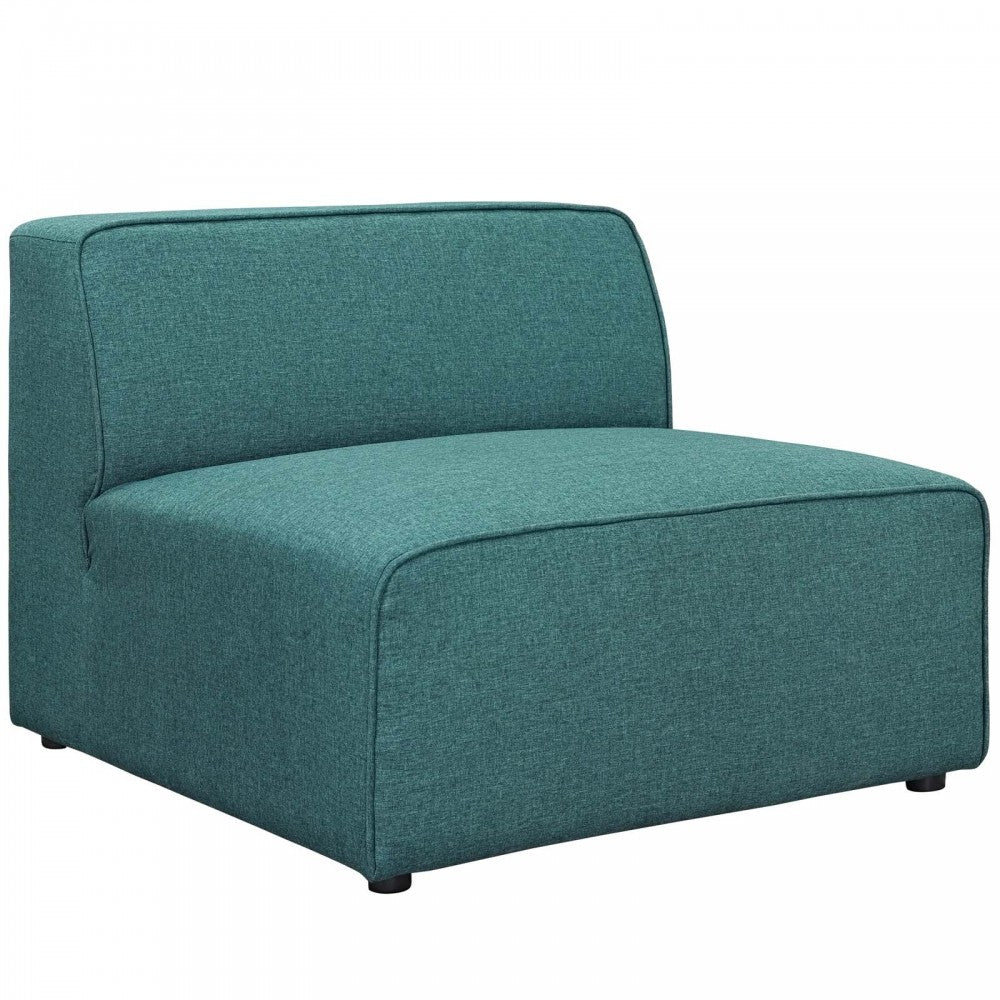 Mingle 5 Piece Upholstered Fabric Armless Sectional Sofa Set, Teal