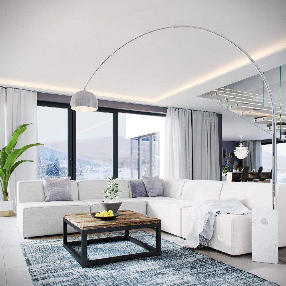 Mingle 5 Piece Upholstered Fabric Armless Sectional Sofa Set, White