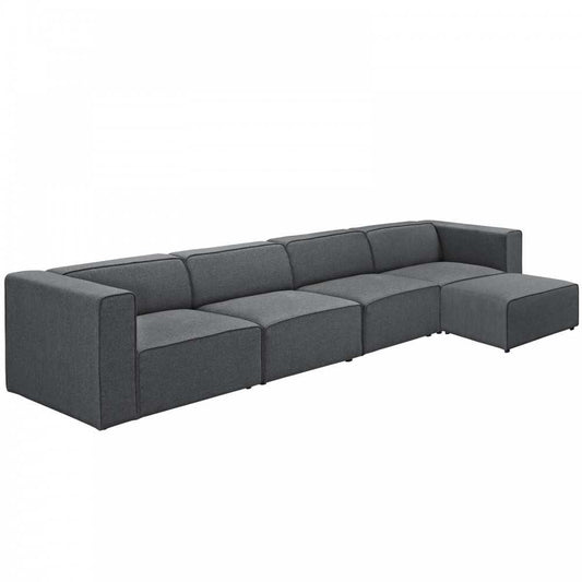 Mingle 5 Piece Upholstered Fabric Sectional Sofa Set, Gray, EEI-2833-GRY