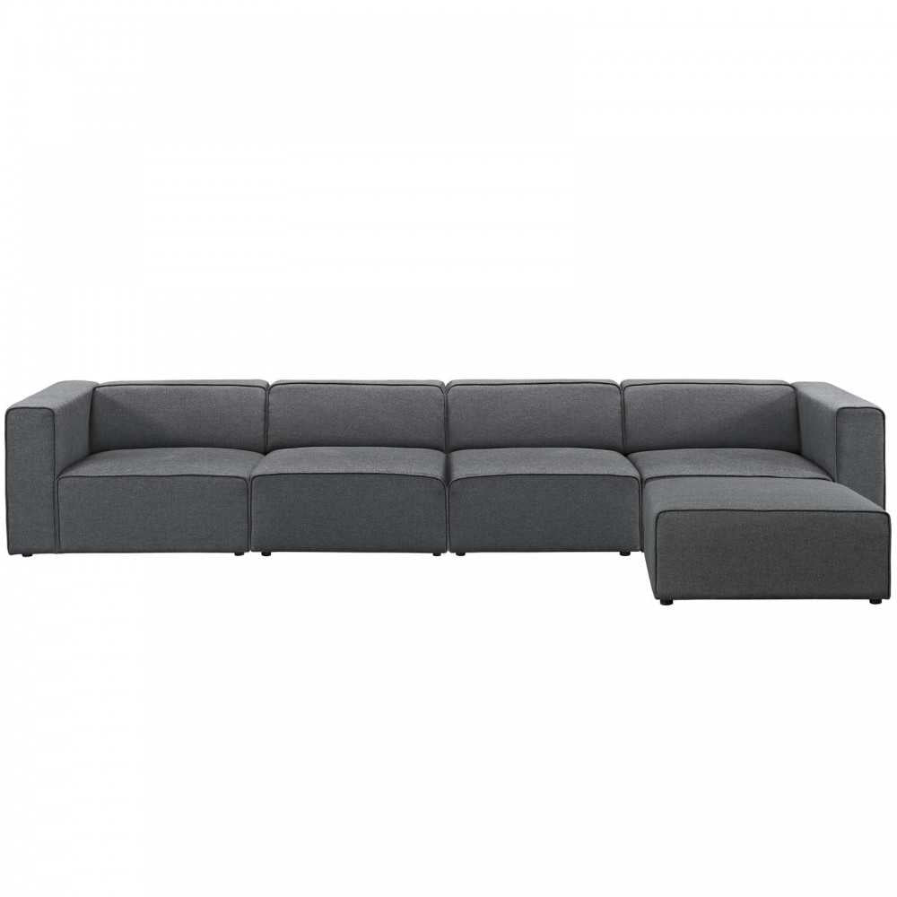 Mingle 5 Piece Upholstered Fabric Sectional Sofa Set, Gray, EEI-2833-GRY