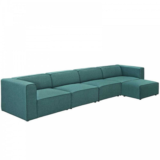 Mingle 5 Piece Upholstered Fabric Sectional Sofa Set, Teal, EEI-2833-TEA