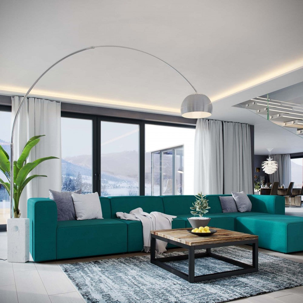 Mingle 5 Piece Upholstered Fabric Sectional Sofa Set, Teal, EEI-2833-TEA