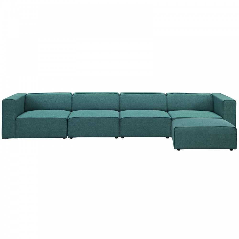 Mingle 5 Piece Upholstered Fabric Sectional Sofa Set, Teal, EEI-2833-TEA
