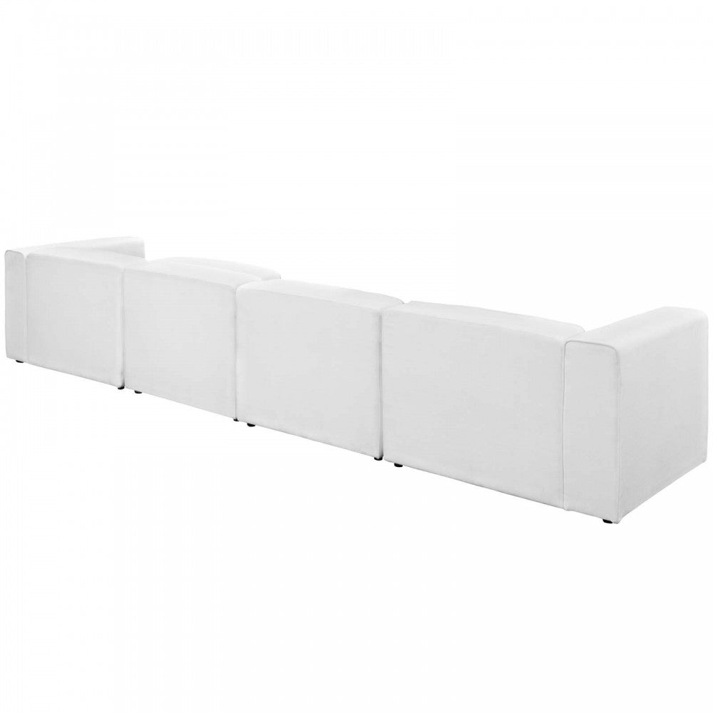 Mingle 5 Piece Upholstered Fabric Sectional Sofa Set, White, EEI-2833-WHI