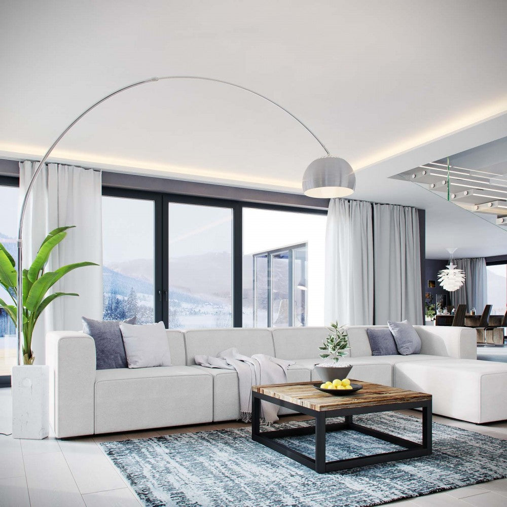 Mingle 5 Piece Upholstered Fabric Sectional Sofa Set, White, EEI-2833-WHI