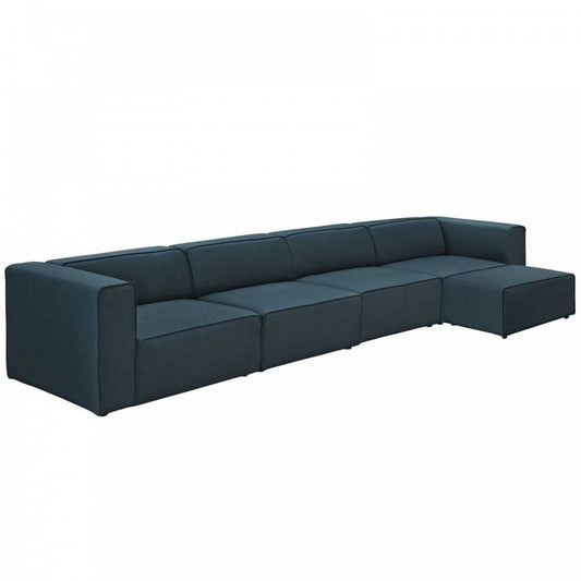 Mingle 5 Piece Upholstered Fabric Sectional Sofa Set, Blue, EEI-2833-BLU