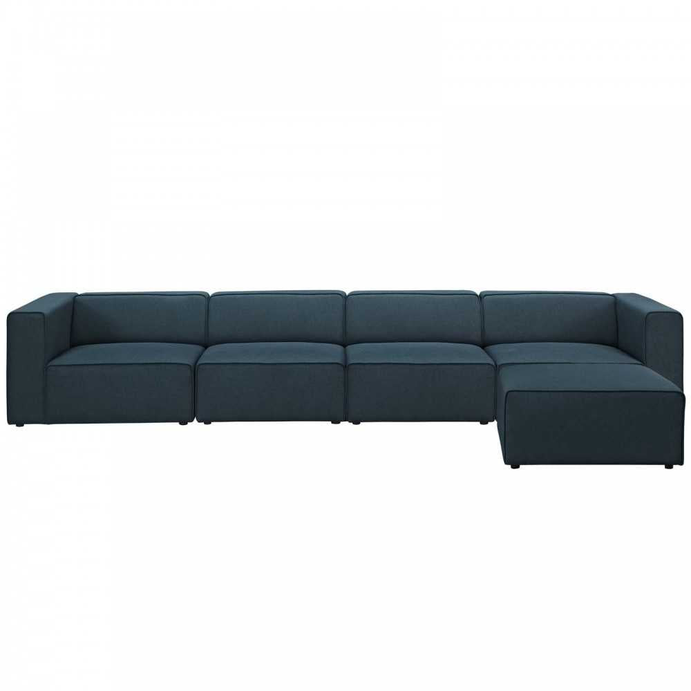 Mingle 5 Piece Upholstered Fabric Sectional Sofa Set, Blue, EEI-2833-BLU