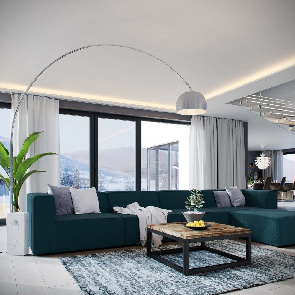 Mingle 5 Piece Upholstered Fabric Sectional Sofa Set, Blue, EEI-2833-BLU