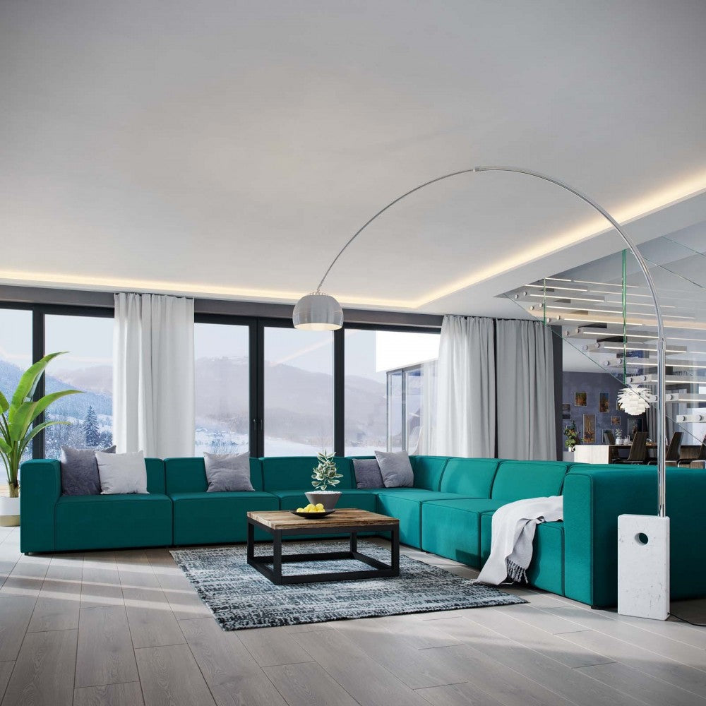 Mingle 7 Piece Upholstered Fabric Sectional Sofa Set, Teal, EEI-2837-TEA