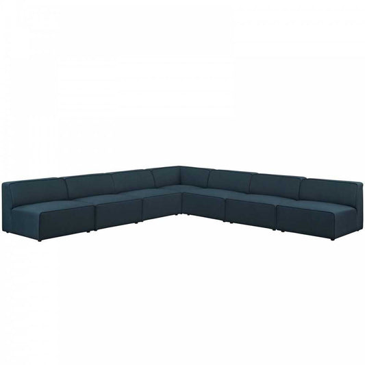Mingle 7 Piece Upholstered Fabric Sectional Sofa Set, Blue, EEI-2841-BLU