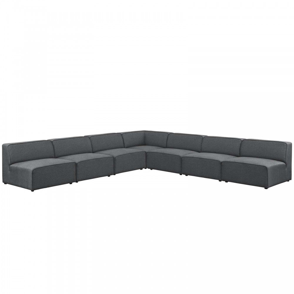 Mingle 7 Piece Upholstered Fabric Sectional Sofa Set, Gray, EEI-2841-GRY