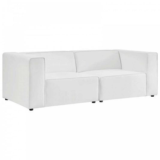 Mingle Vegan Leather 2-Piece Sectional Sofa Loveseat, White