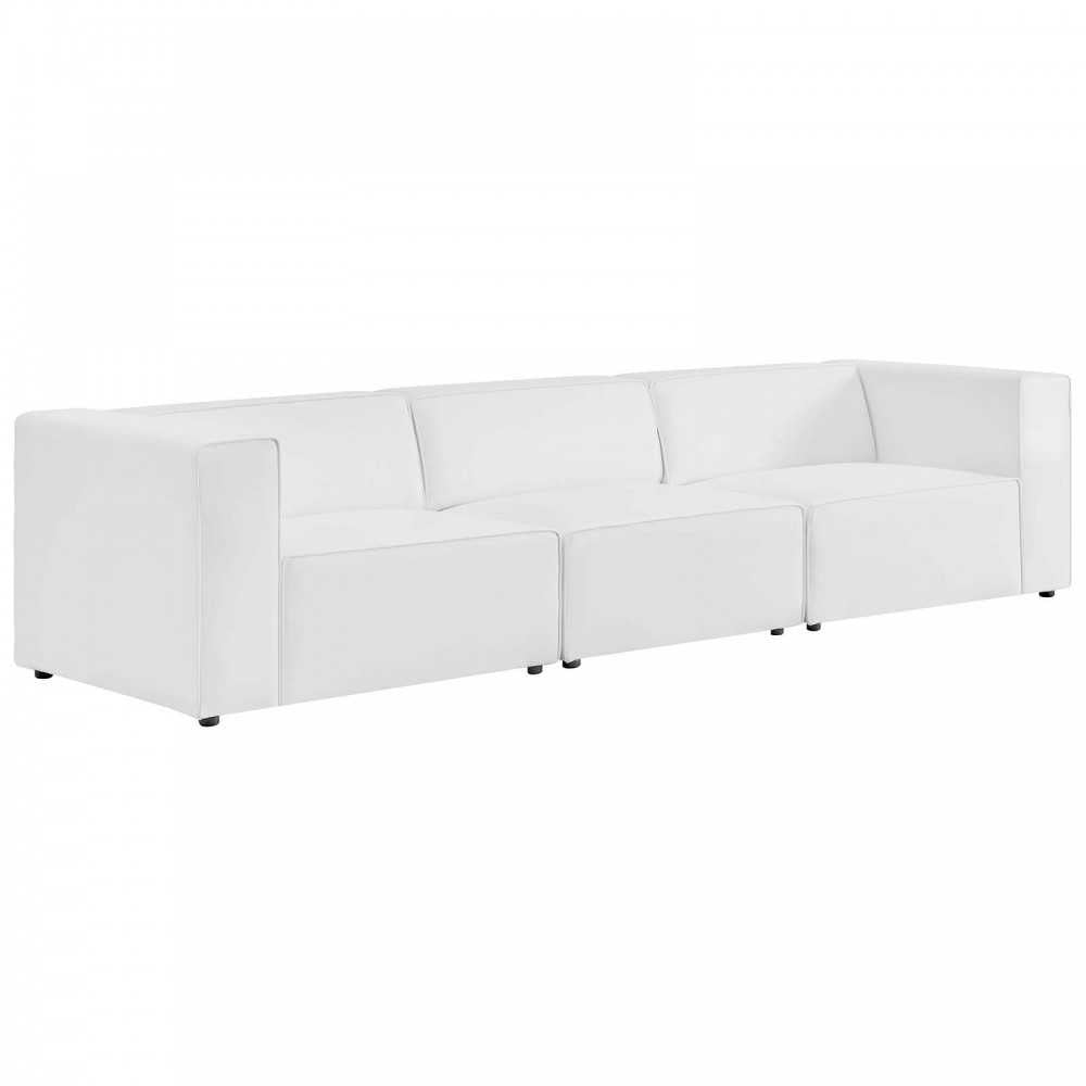 Mingle Vegan Leather 3-Piece Sectional Sofa, White