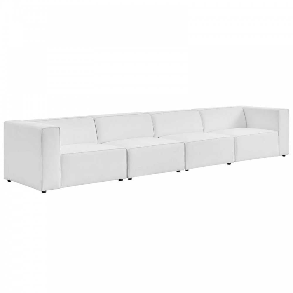 Mingle Vegan Leather 4-Piece Sectional Sofa, White