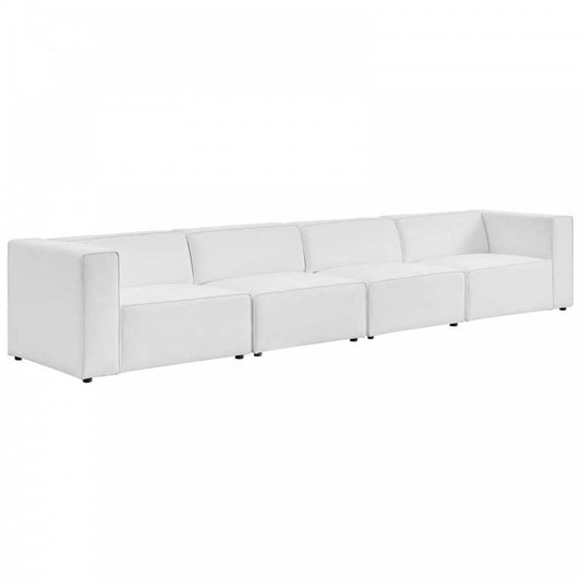 Mingle Vegan Leather 4-Piece Sectional Sofa, White