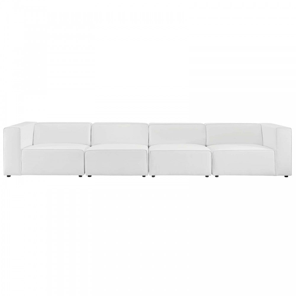 Mingle Vegan Leather 4-Piece Sectional Sofa, White