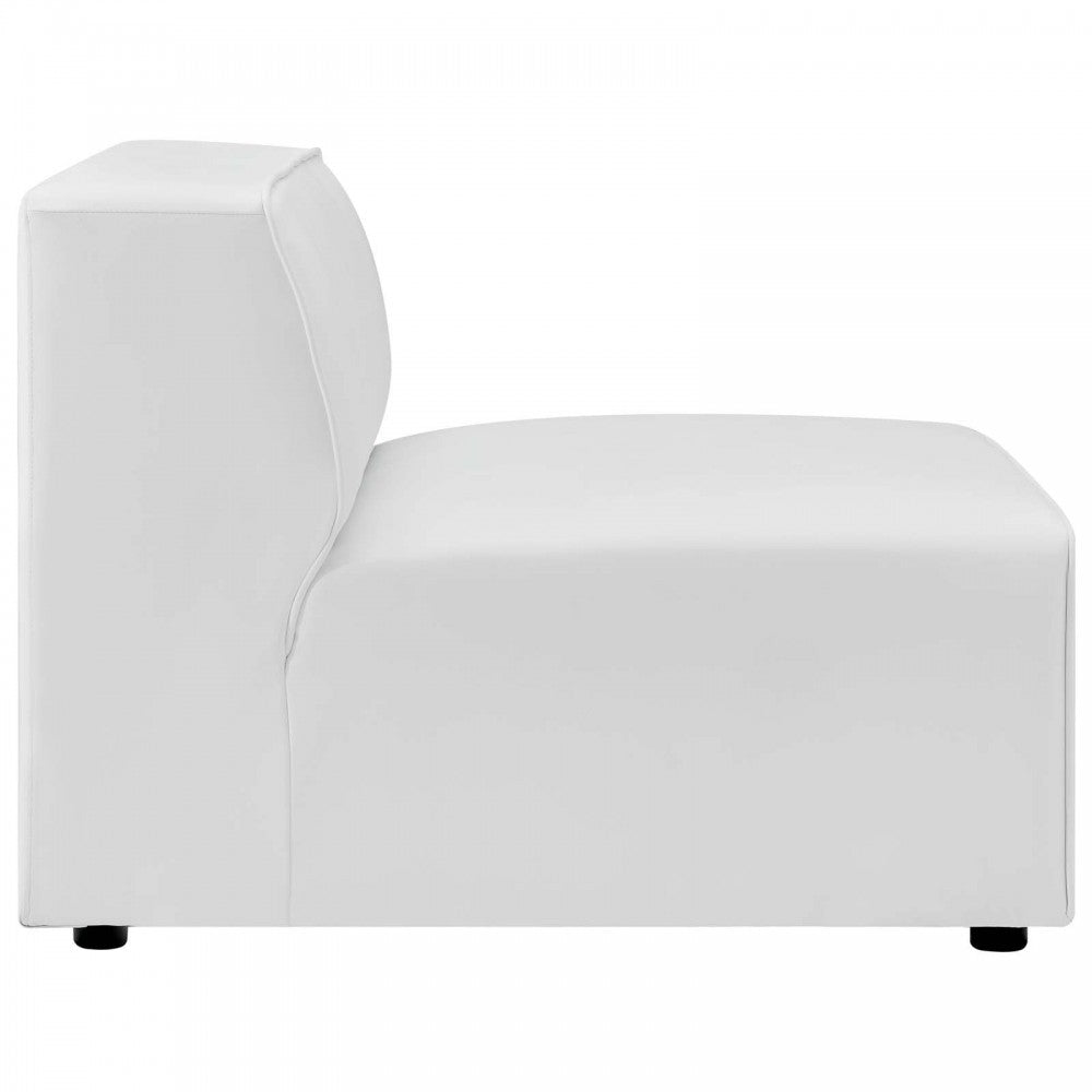 Mingle Vegan Leather 4-Piece Sofa and 2 Ottomans Set, White