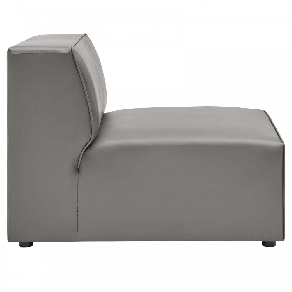 Mingle Vegan Leather 4-Piece Sofa and 2 Ottomans Set, Gray