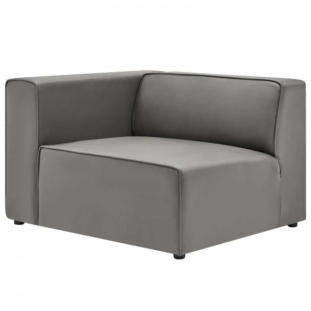 Mingle Vegan Leather 4-Piece Sofa and 2 Ottomans Set, Gray