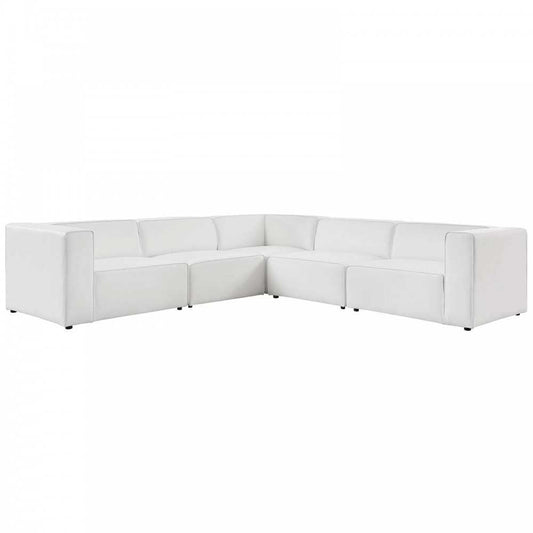 Mingle Vegan Leather 5-Piece Sectional Sofa, White